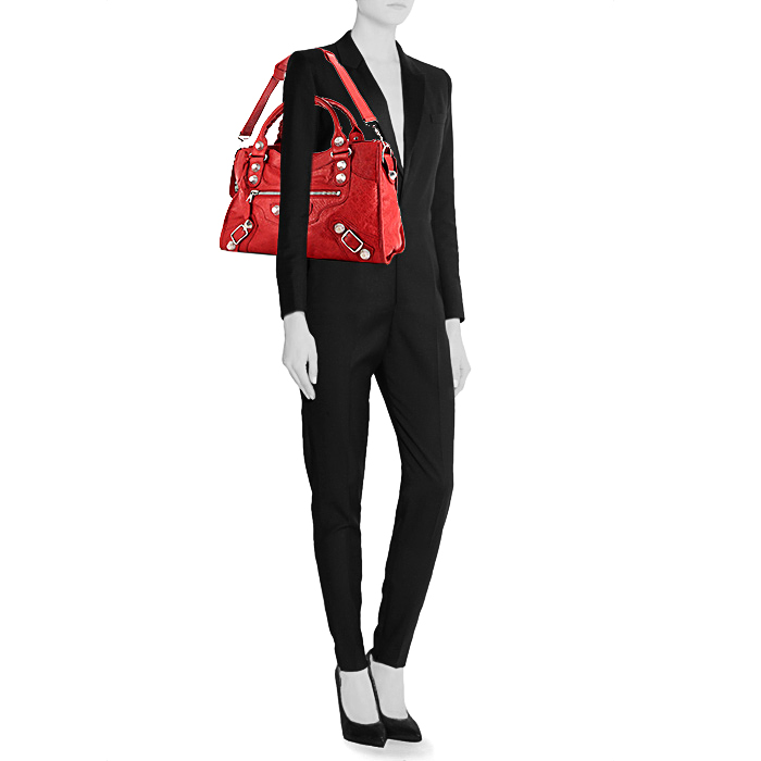Borsa Balenciaga Classic City in pelle rossa - Detail D1
