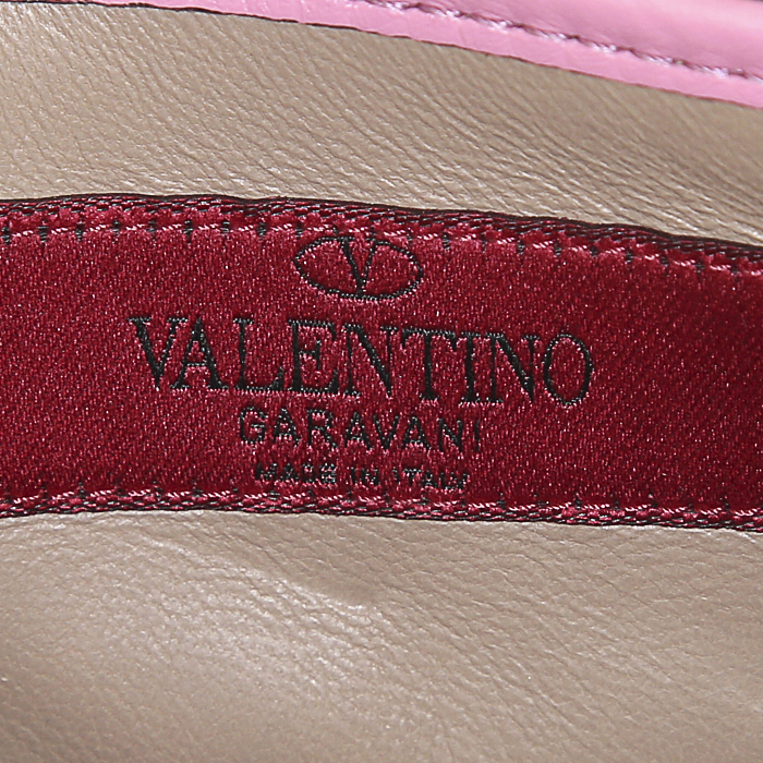 Valentino Garavani Rivet shoulder bag in pink, burgundy and red tricolor leather - Detail D3