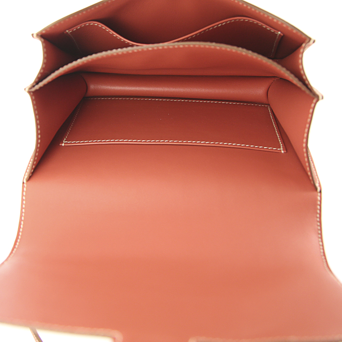 Hermes Constance small model shoulder bag in salmon pink Swift leather - Detail D3