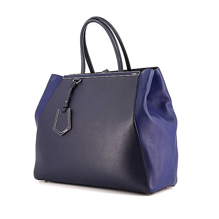 Fendi 2 Jours large model handbag in dark blue leather and blue leather - 00pp