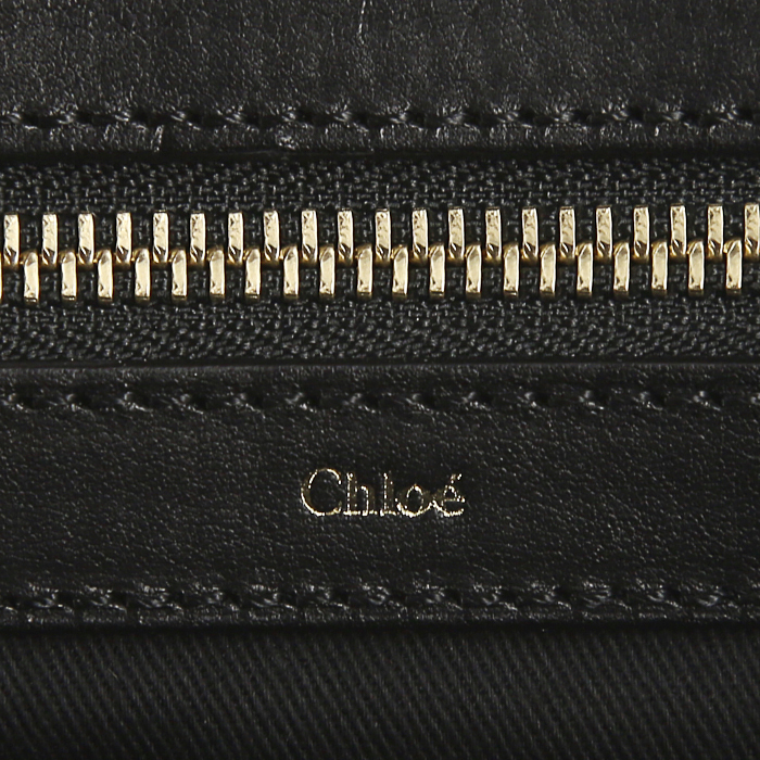 Bolso de mano Chloé Alice modelo grande en cuero bicolor negro y rosa - Detail D3