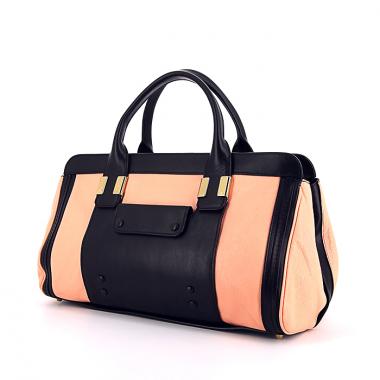 Bolso de mano Chloé Alice modelo grande en cuero bicolor negro y rosa