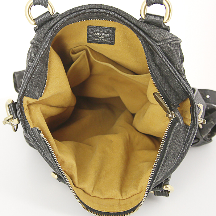 Bolso de mano Louis Vuitton Neo Cabby en lona denim gris antracita y cuero gris antracita - Detail D3