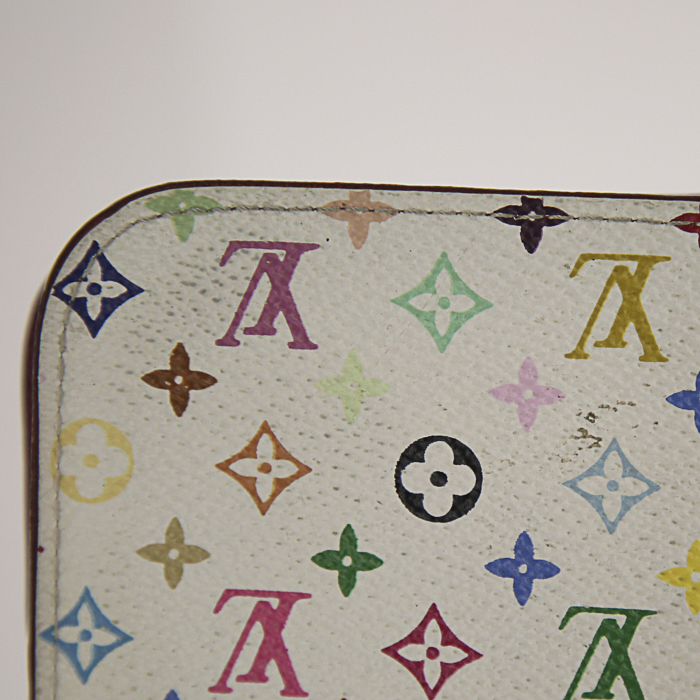 Portefeuille Louis Vuitton Insolite en toile monogram multicolore et cuir rose - Detail D4