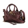 Chloé Mini Paddington handbag in burgundy grained leather - 00pp thumbnail