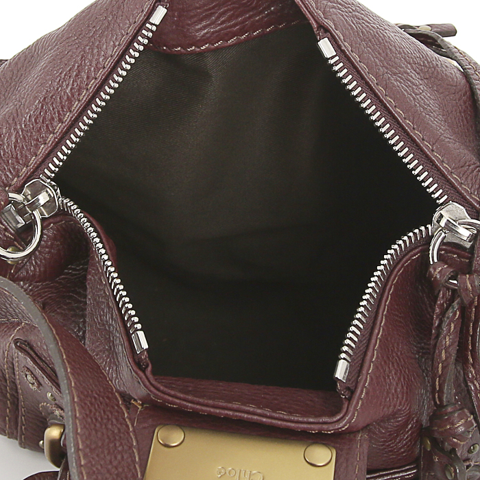 Borsa Chloé Mini Paddington in pelle martellata bordeaux - Detail D3