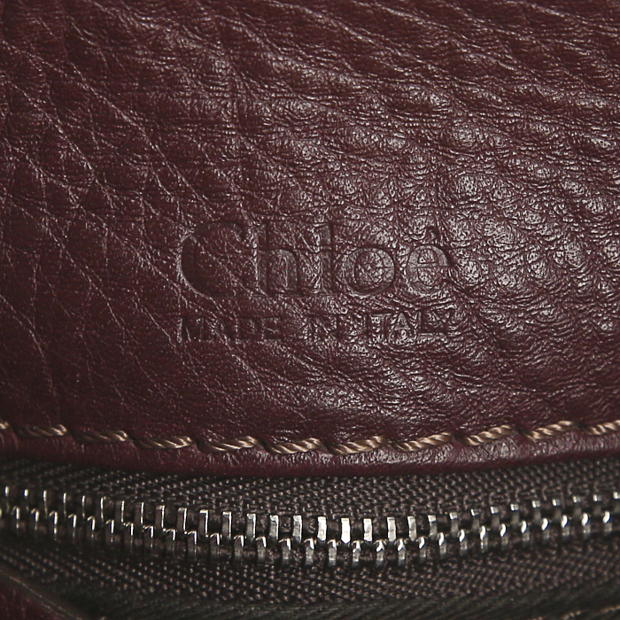 Sac à main Chloé Mini Paddington en cuir grainé bordeaux - Detail D4