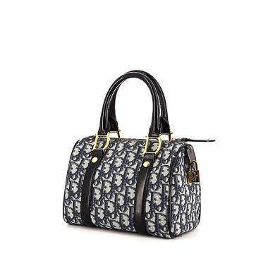 Borsa Speedy modello piccolo in tela monogram blu e bianca e pelle lucida blu notte