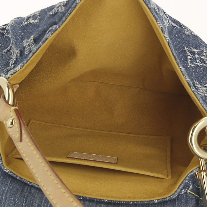 Bolso de mano Louis Vuitton Pleaty en lona denim Monogram y cuero natural - Detail D2