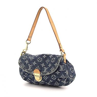Sac à main Louis Vuitton Pleaty en toile denim monogrammée et cuir naturel