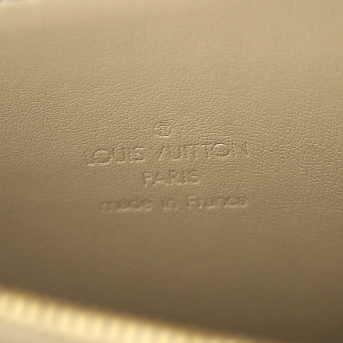 Borsa a tracolla Louis Vuitton Mott in pelle verniciata monogram gialla e pelle naturale - Detail D3