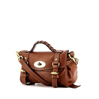 Borsa a tracolla Mulberry Alexa modello piccolo in pelle martellata marrone