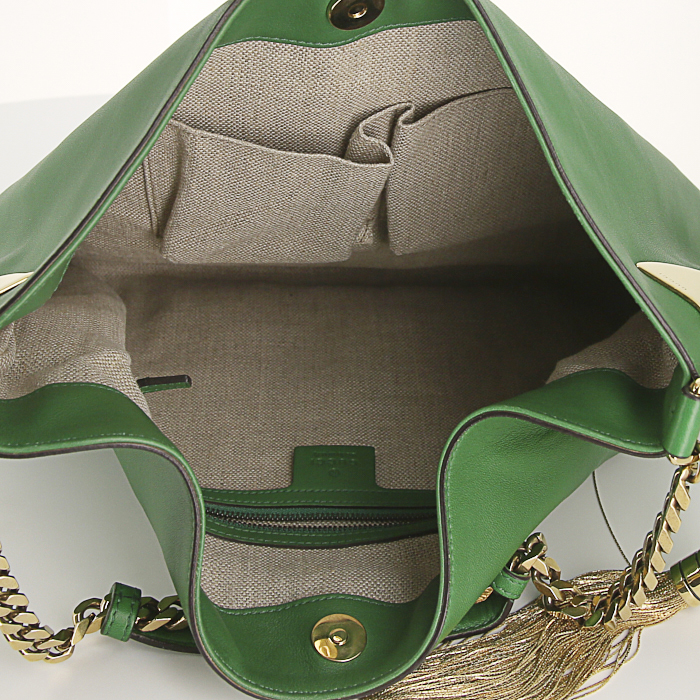 Gucci 1970 handbag in green leather - Detail D2