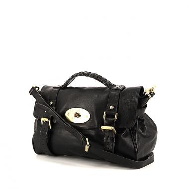 Borsa a tracolla Mulberry Alexa modello grande in pelle martellata nera