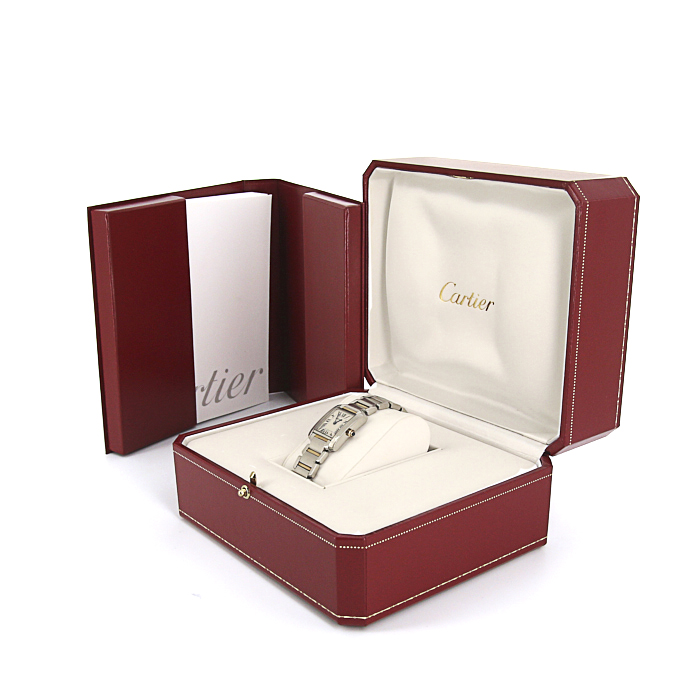 Cartier Tank Française watch in gold and stainless steel - Detail D2