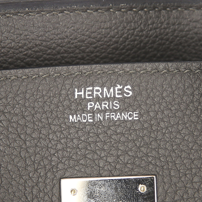 Sac à main Hermes Birkin 35 cm en cuir togo gris étain - Detail D3