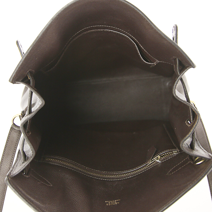 Sac bandoulière Hermès Kelly Sport en cuir epsom marron ébène - Detail D2