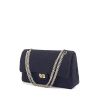 Chanel 2.55 handbag in navy blue jersey canvas - 00pp thumbnail