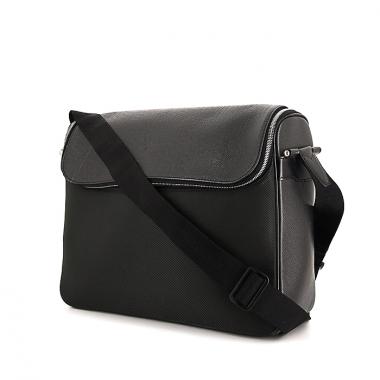 Sac bandoulière Louis Vuitton Messenger en cuir taiga noir et toile noire