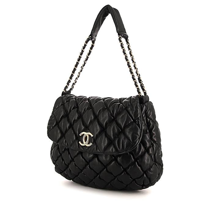 CHANEL Coco Shine Small Navy Quilted Patent Pocket Shopping Tote