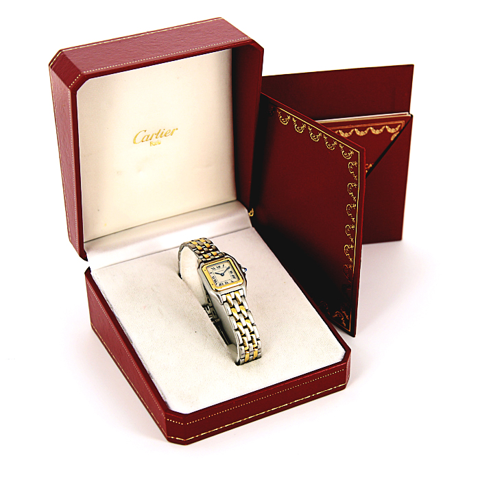 Cartier Panthère watch in yellow gold and stainless steel - Detail D2