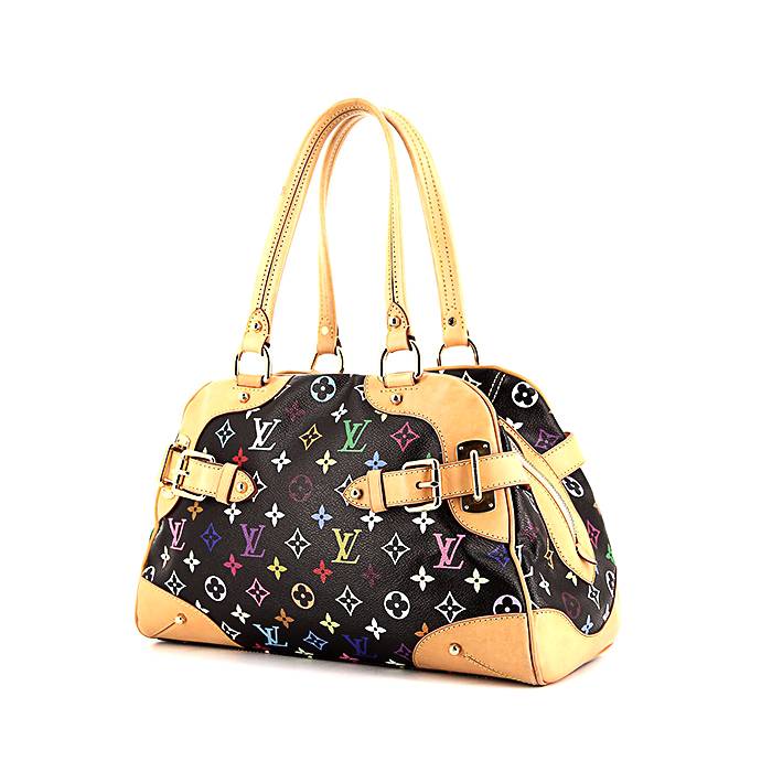 Sac porté épaule ou main Louis Vuitton Claudia en toile monogram enduite multicolore et cuir naturel