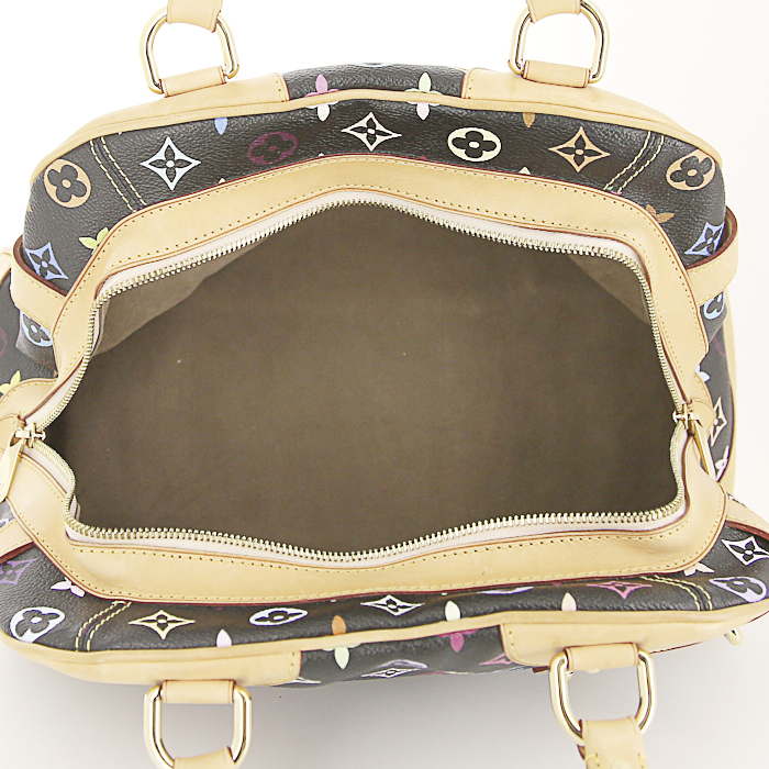 Sac porté épaule ou main Louis Vuitton Claudia en toile monogram enduite multicolore et cuir naturel - Detail D2