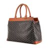 Shopping bag Goyard Bellechasse modello grande in tela monogram cerata nera e pelle marrone - 00pp thumbnail