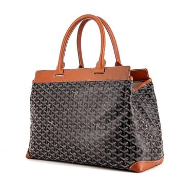 Bolso Cabás Goyard Bellechasse modelo grande en lona Monogram revestida negra y cuero marrón