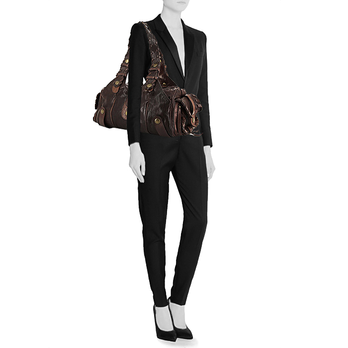 Chloé Silverado Handbag in brown leather - Detail D1