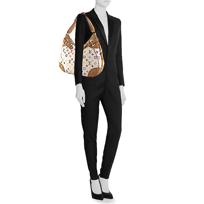 Bolso de mano Louis Vuitton Greta en lona Monogram multicolor y cuero natural - Detail D1