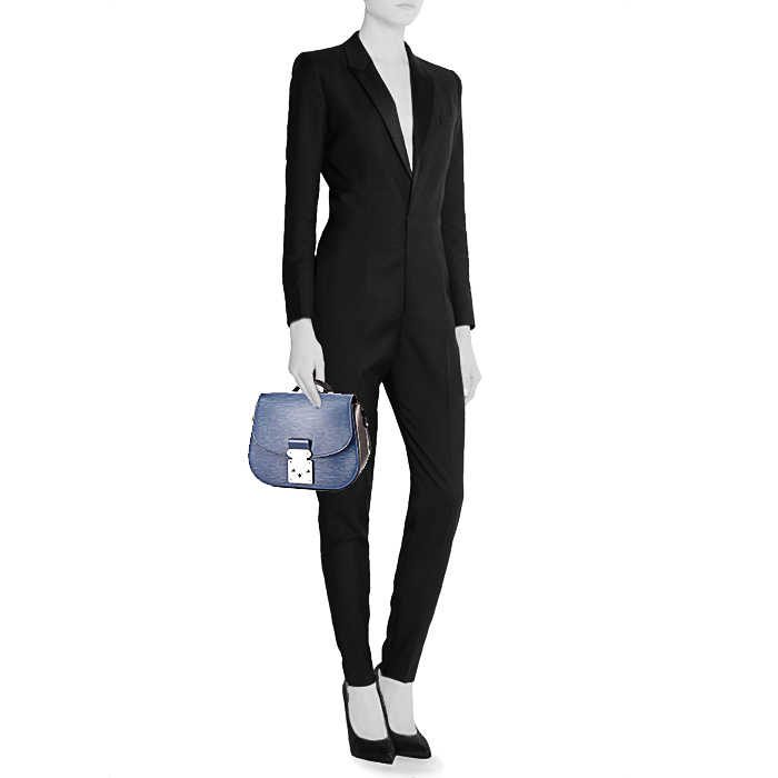 Bolso bandolera Louis Vuitton Eden modelo pequeño en cuero Epi azul y negro - Detail D2