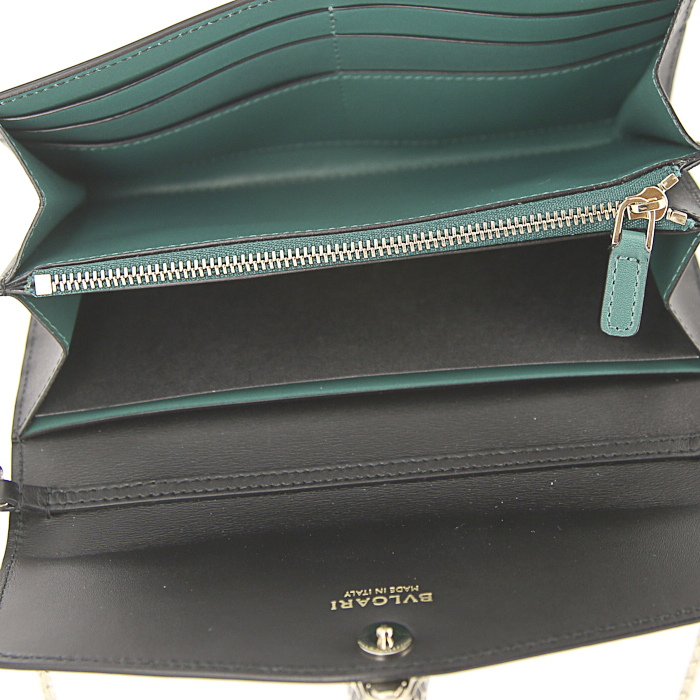 Pochette Bulgari Serpenti en cuir noir - Detail D2