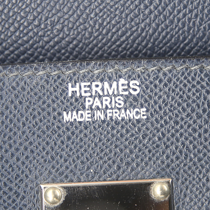 Sac de voyage Hermes Haut à Courroies - Travel Bag en cuir epsom bleu - Detail D3