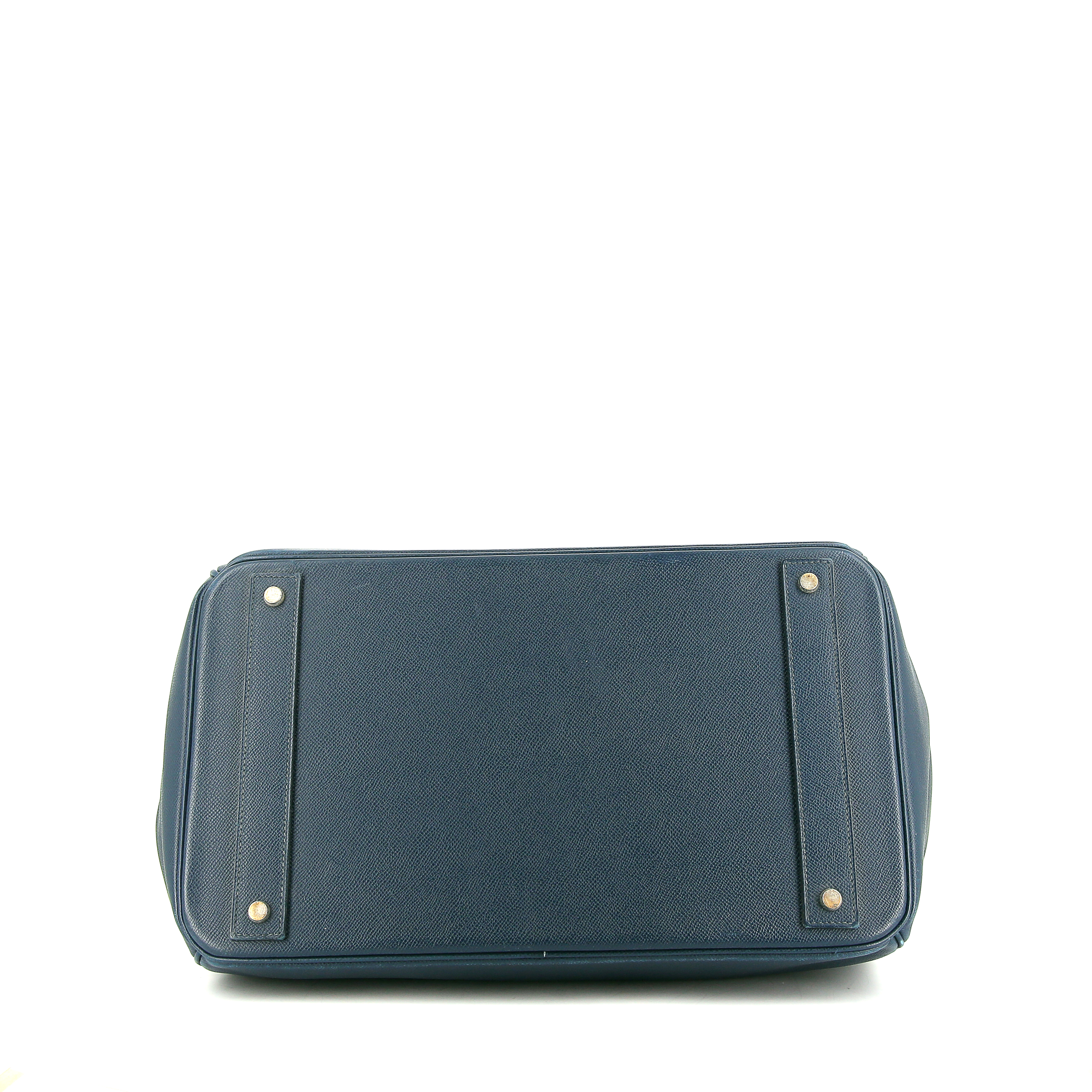 Sac de voyage Hermes Haut à Courroies - Travel Bag en cuir epsom bleu - Detail D5