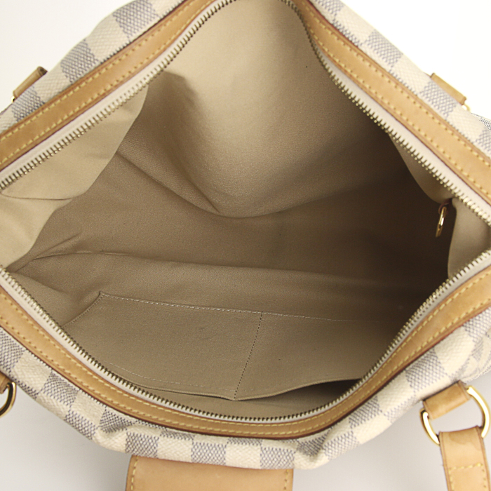 Louis Vuitton Stresa handbag in azur damier canvas and natural leather - Detail D2