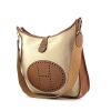 Hermes Evelyne medium model shoulder bag in beige canvas and gold leather - 00pp thumbnail