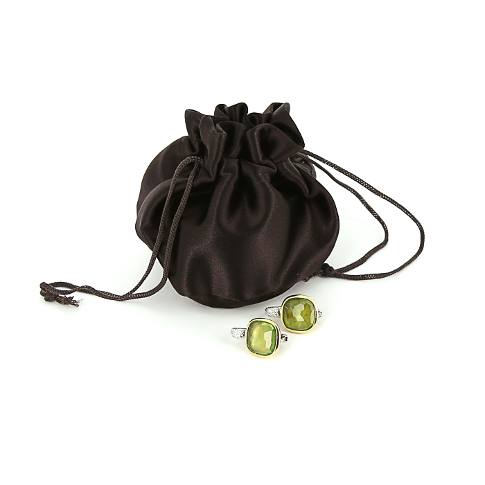 Pomellato Shéhérazade earrings in yellow gold,  white gold and diamonds and in peridots - Detail D2