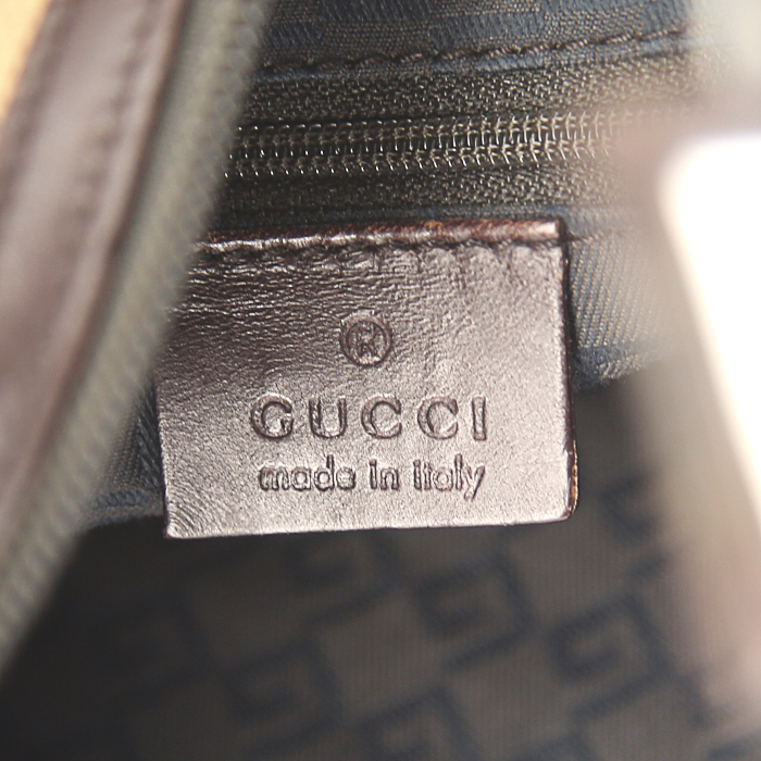 Bolso de mano Gucci en lona Monogram gris y cuero marrón - Detail D3