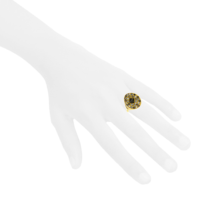 Bague De Beers Talisman en or jaune,  diamants et diamant brut - Detail D1