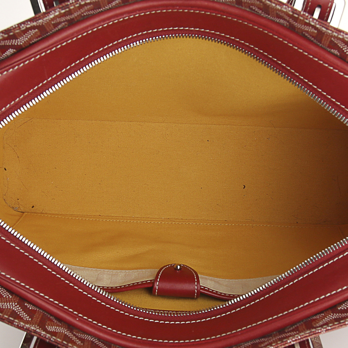 Sac à main Goyard Okinawa en toile monogram rouge et cuir rouge - Detail D2