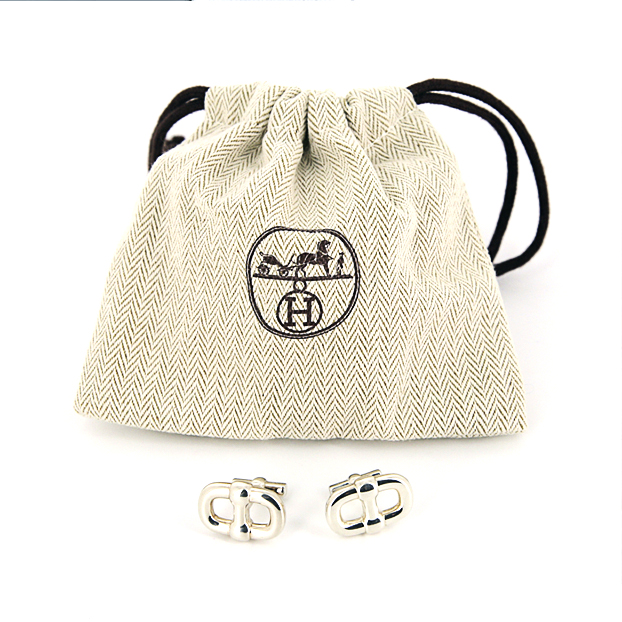 Paire de boutons de manchette Hermes Chaine d'Ancre en argent - Detail D2