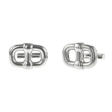 Paire de boutons de manchette Hermes Chaine d'Ancre en argent
