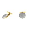 Vintage 1940's pair of cufflinks in yellow gold,  platinium and mother of pearl and in diamonds - 00pp thumbnail