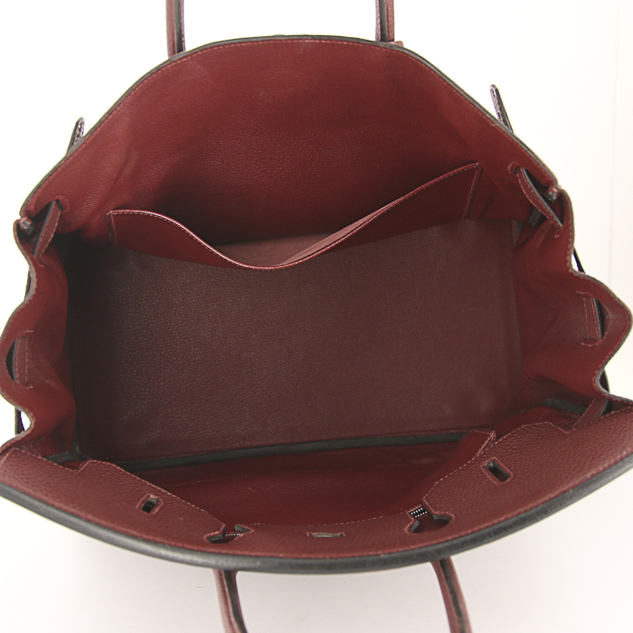 Hermes Birkin 35 cm handbag in burgundy togo leather - Detail D2