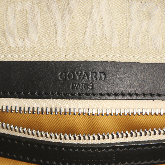 Sac de voyage Goyard 24h Croisière en toile monogram noire et blanche et cuir noir - Detail D3