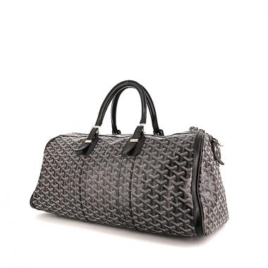 Borsa da viaggio Goyard 24h Croisière in tela monogram nera e bianca e pelle nera