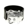 Hermès Boucle Sellier cuff bracelet in silver and leather - 00pp thumbnail