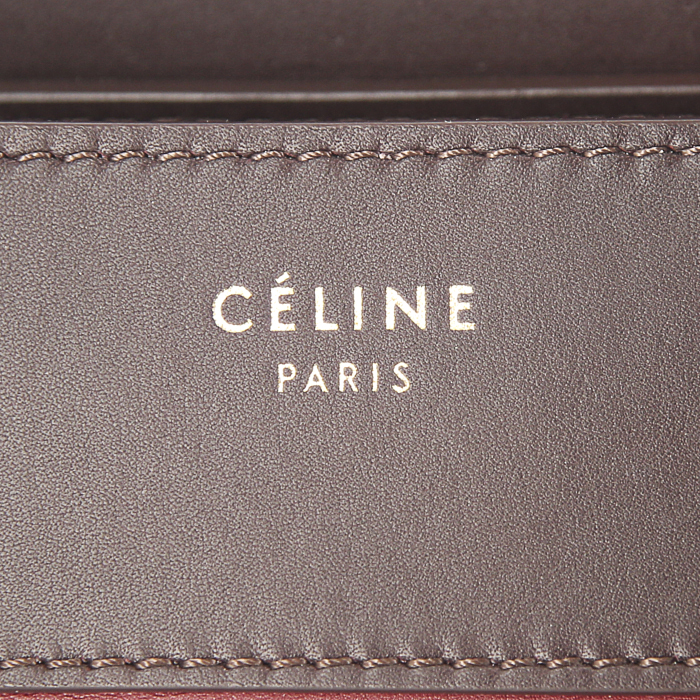 Bolso de mano Celine Luggage modelo mediano en cuero marrón, naranja y rojo - Detail D3
