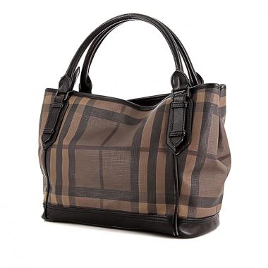 Bolso Cabás Burberry en lona revestida Haymarket marrón y cuero negro